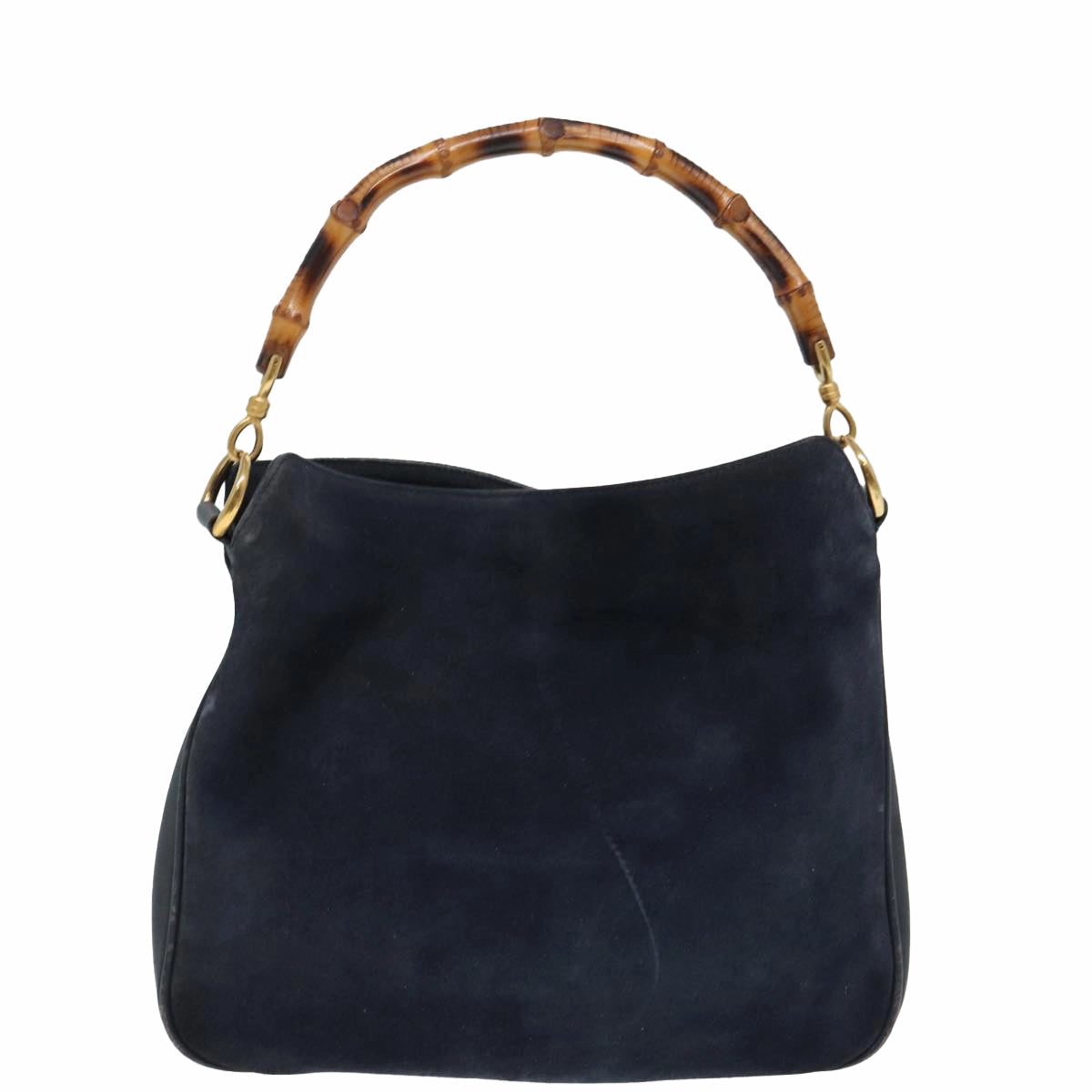 GUCCI Bamboo Shoulder Bag Suede 2way Navy 001 1014 1638 0  th5147