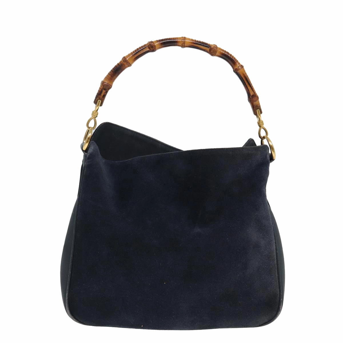 GUCCI Bamboo Shoulder Bag Suede 2way Navy 001 1014 1638 0  th5147