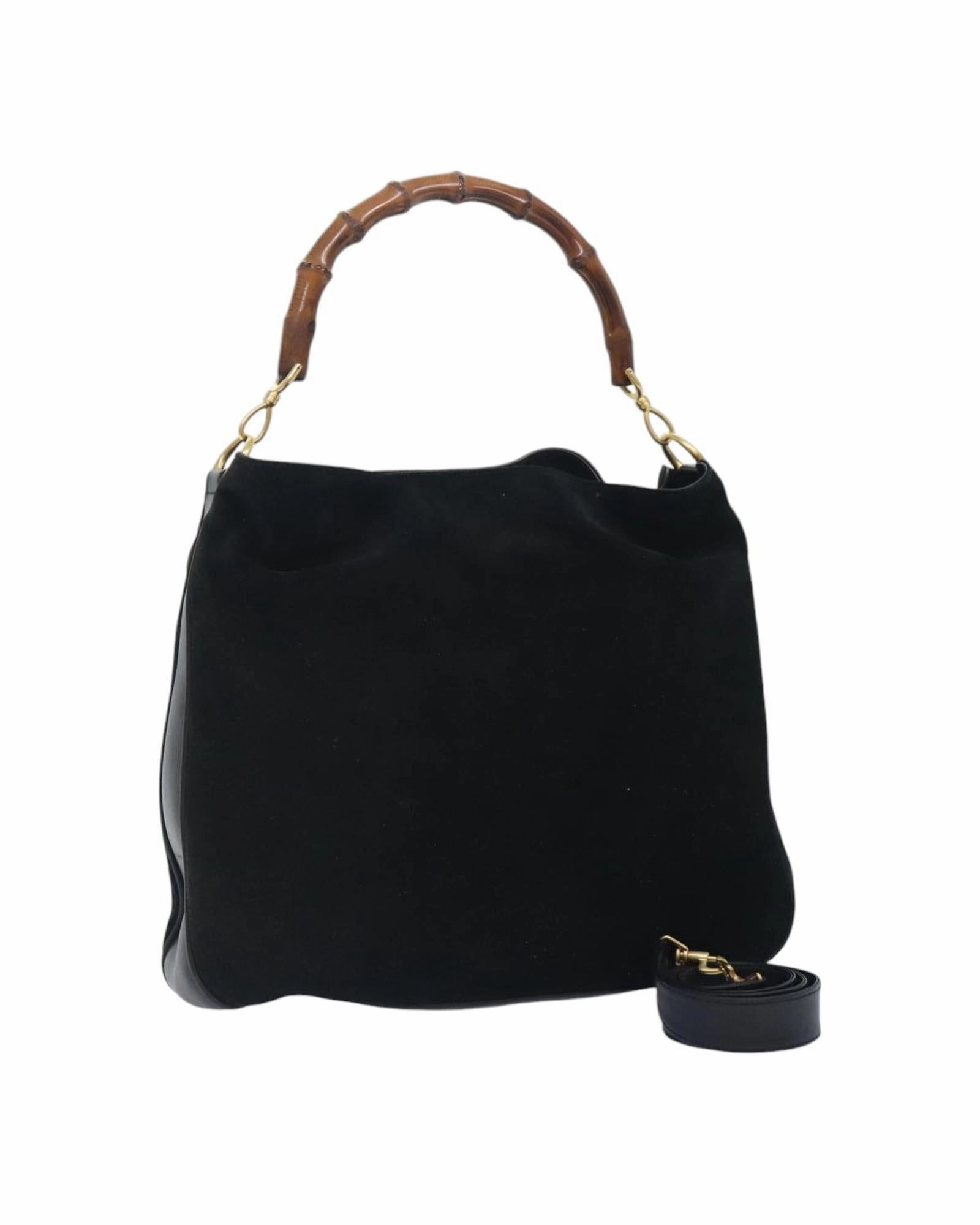 Gucci Bamboo Suede Shoulder Bag