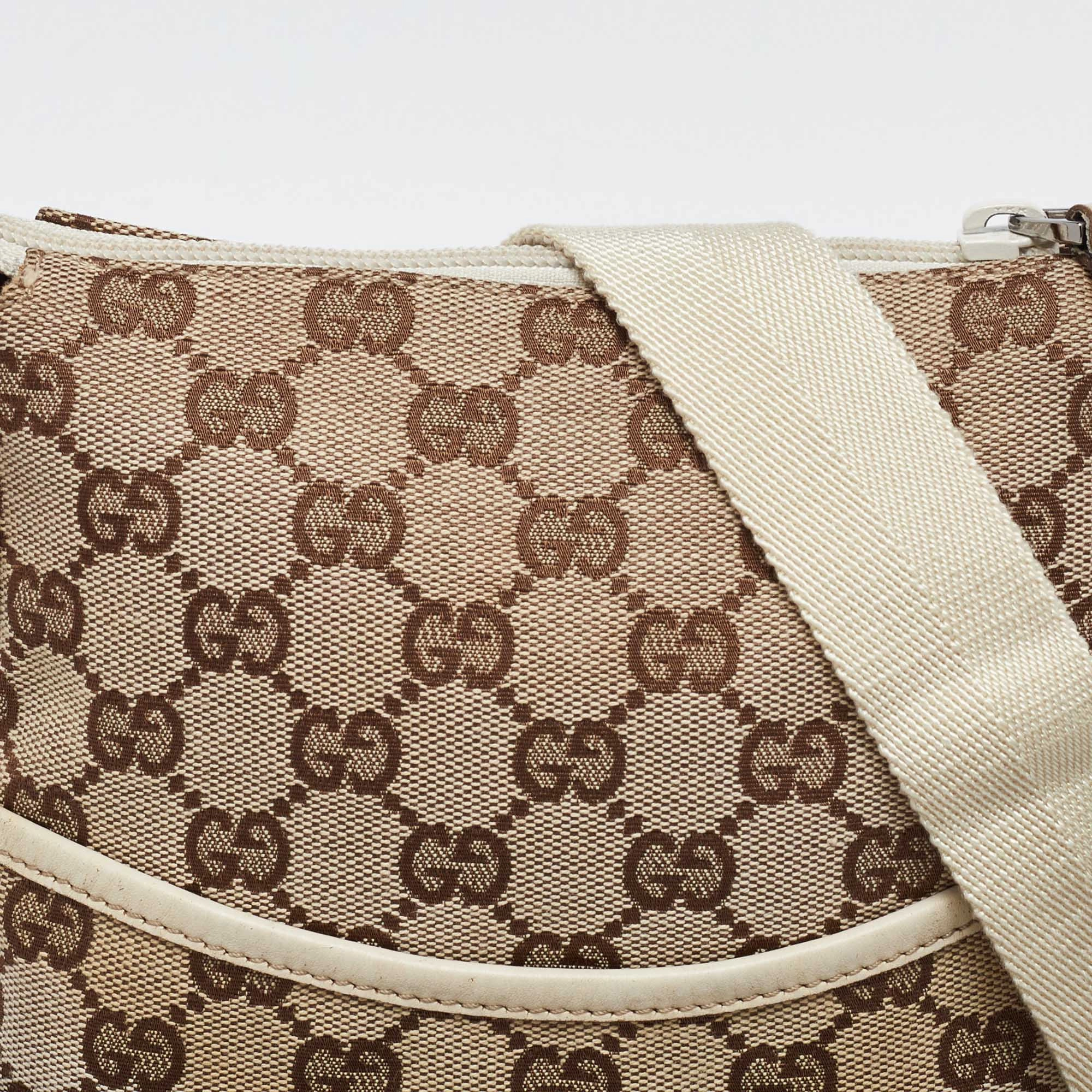 Gucci Beige Gg Canvas And Leather Crossbody Bag