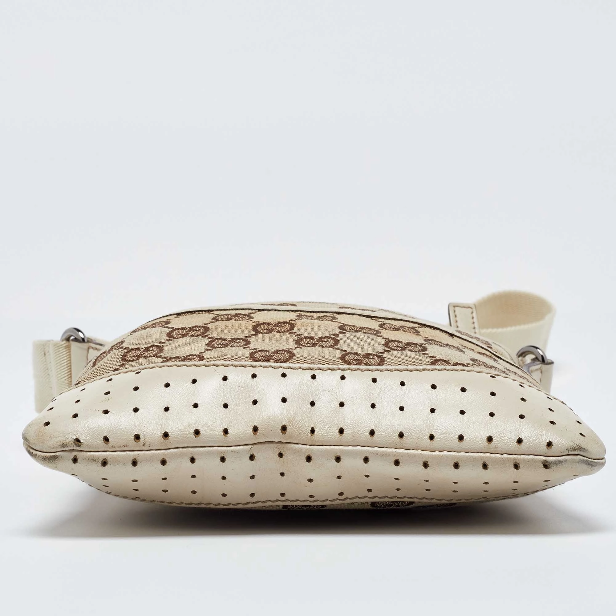Gucci Beige Gg Canvas And Leather Crossbody Bag
