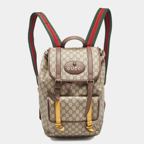 Gucci Beige Gg Supreme Canvas Web Soft Backpack
