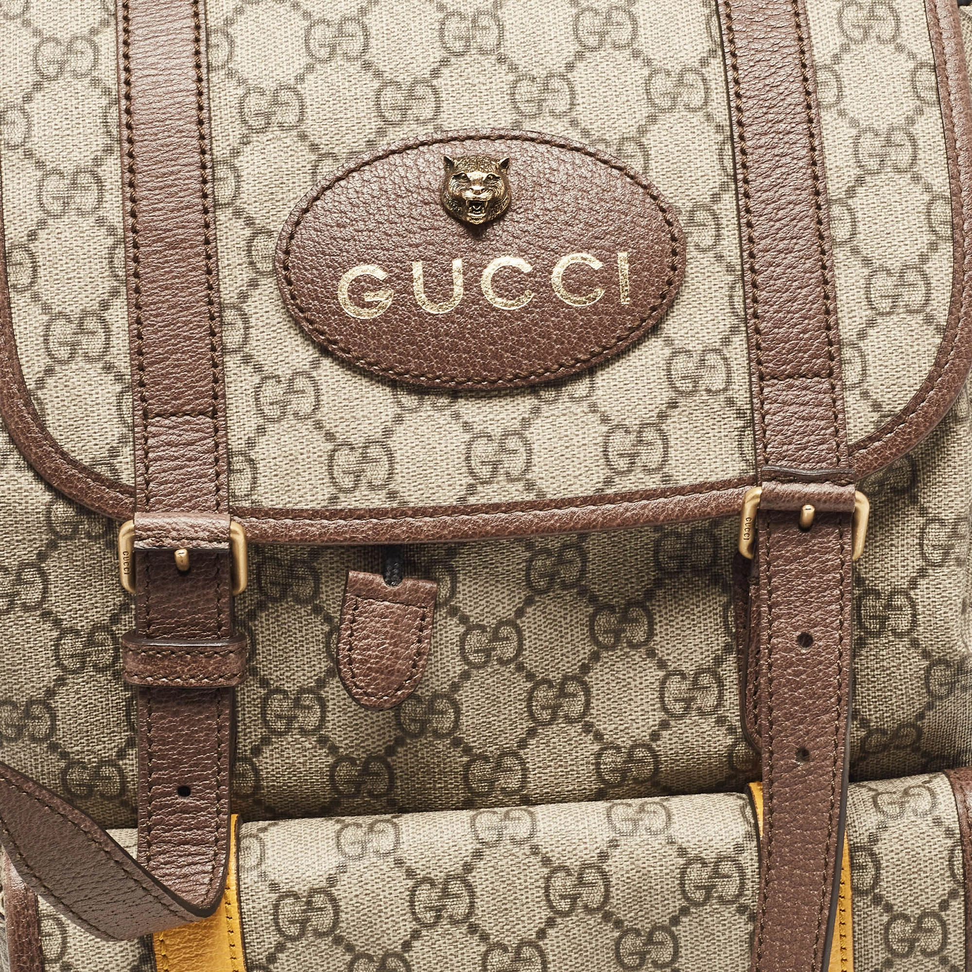 Gucci Beige Gg Supreme Canvas Web Soft Backpack
