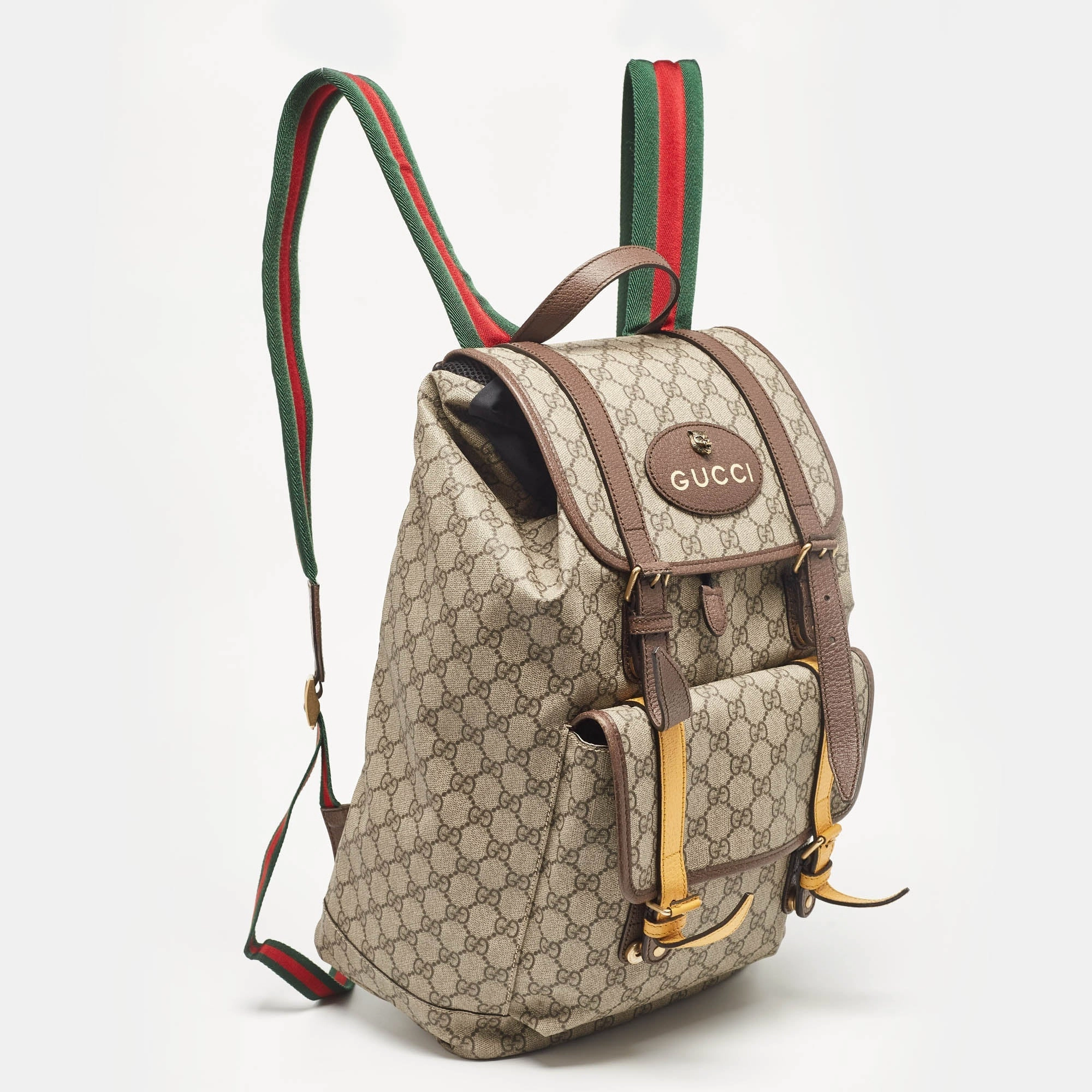 Gucci Beige Gg Supreme Canvas Web Soft Backpack