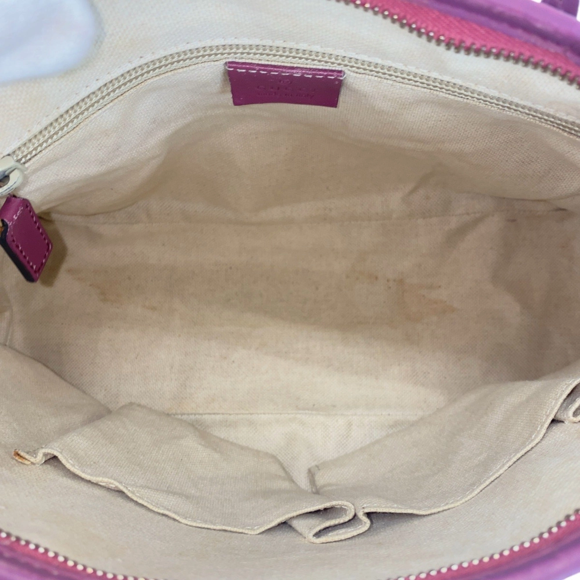 Gucci Beige Purple Gg Supreme Leather Handbag Shoulder Bag ()