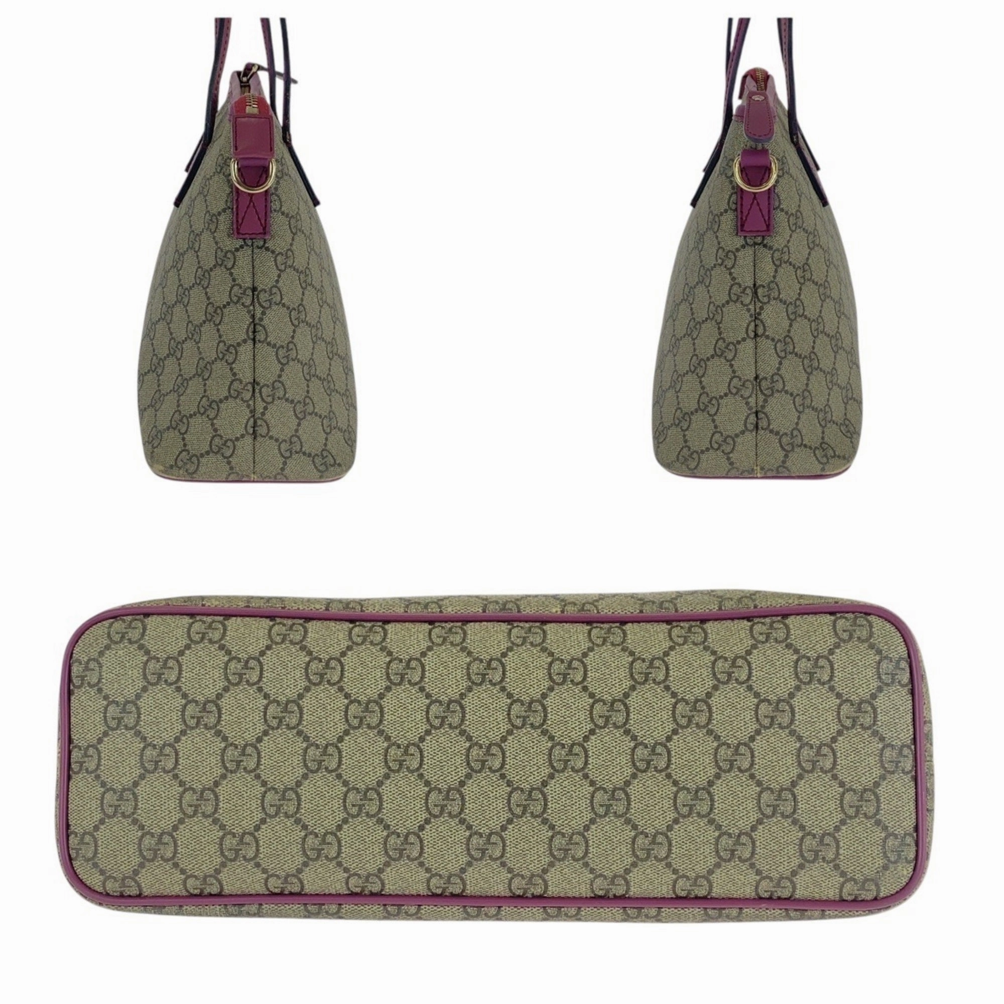 Gucci Beige Purple Gg Supreme Leather Handbag Shoulder Bag ()