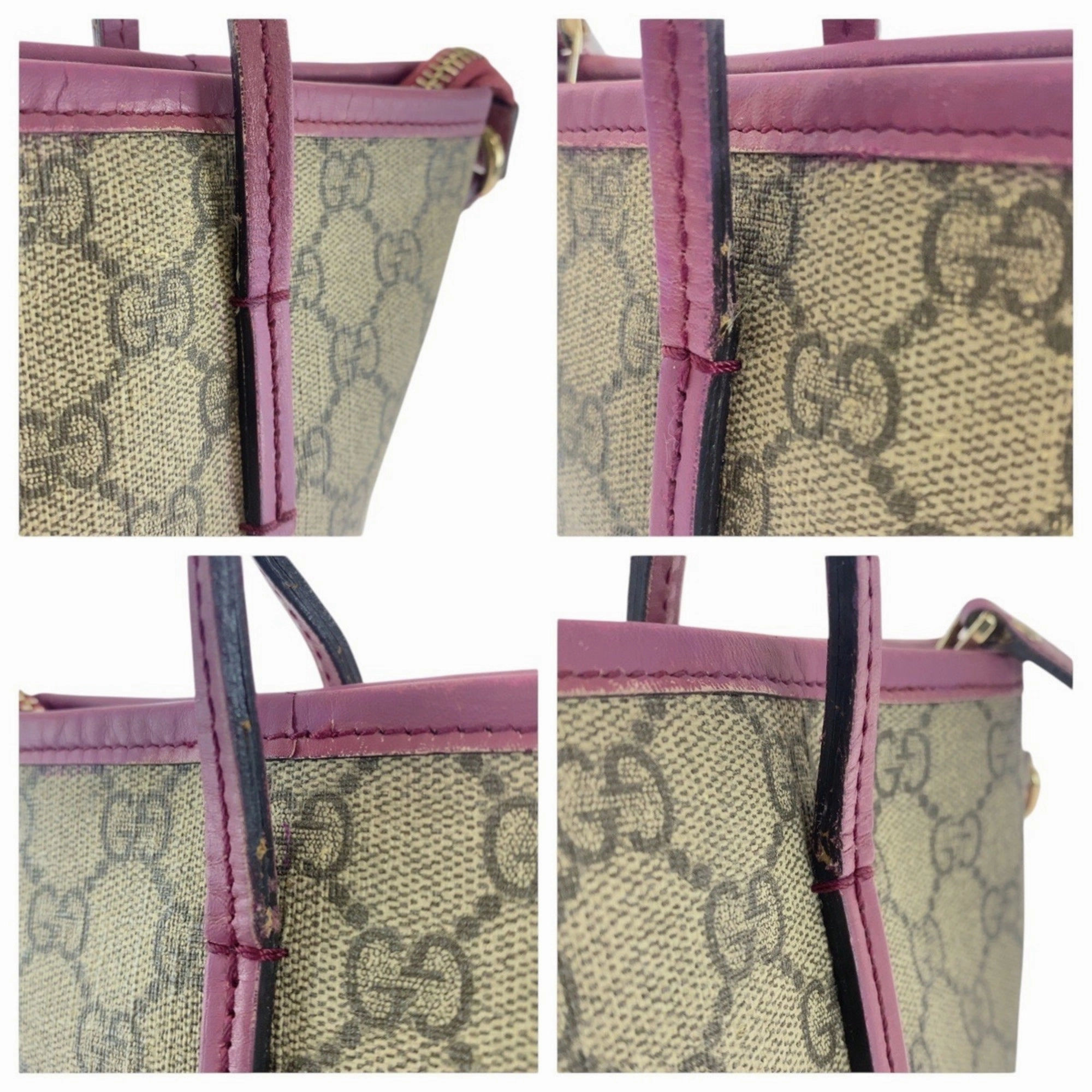 Gucci Beige Purple Gg Supreme Leather Handbag Shoulder Bag ()