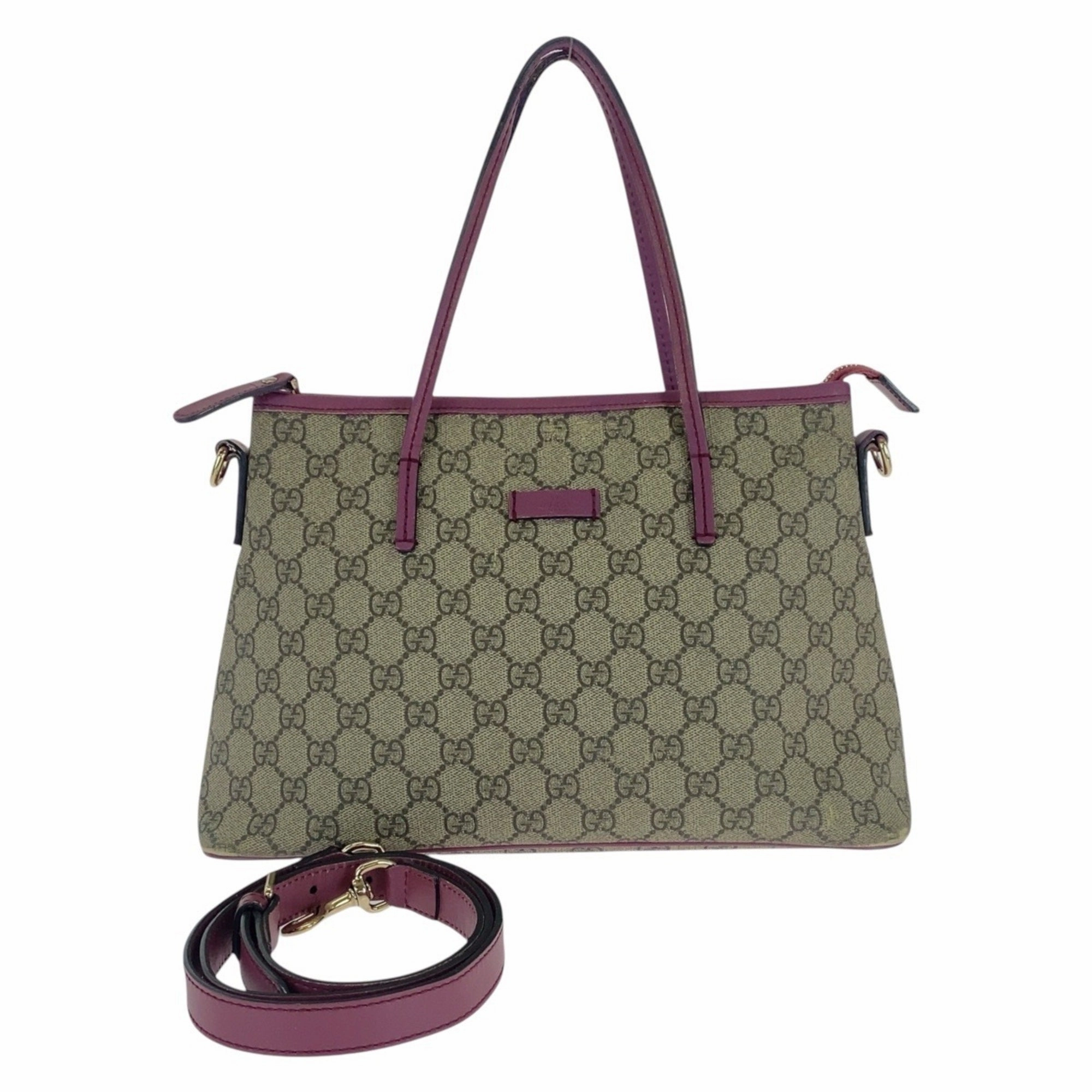 Gucci Beige Purple Gg Supreme Leather Handbag Shoulder Bag ()
