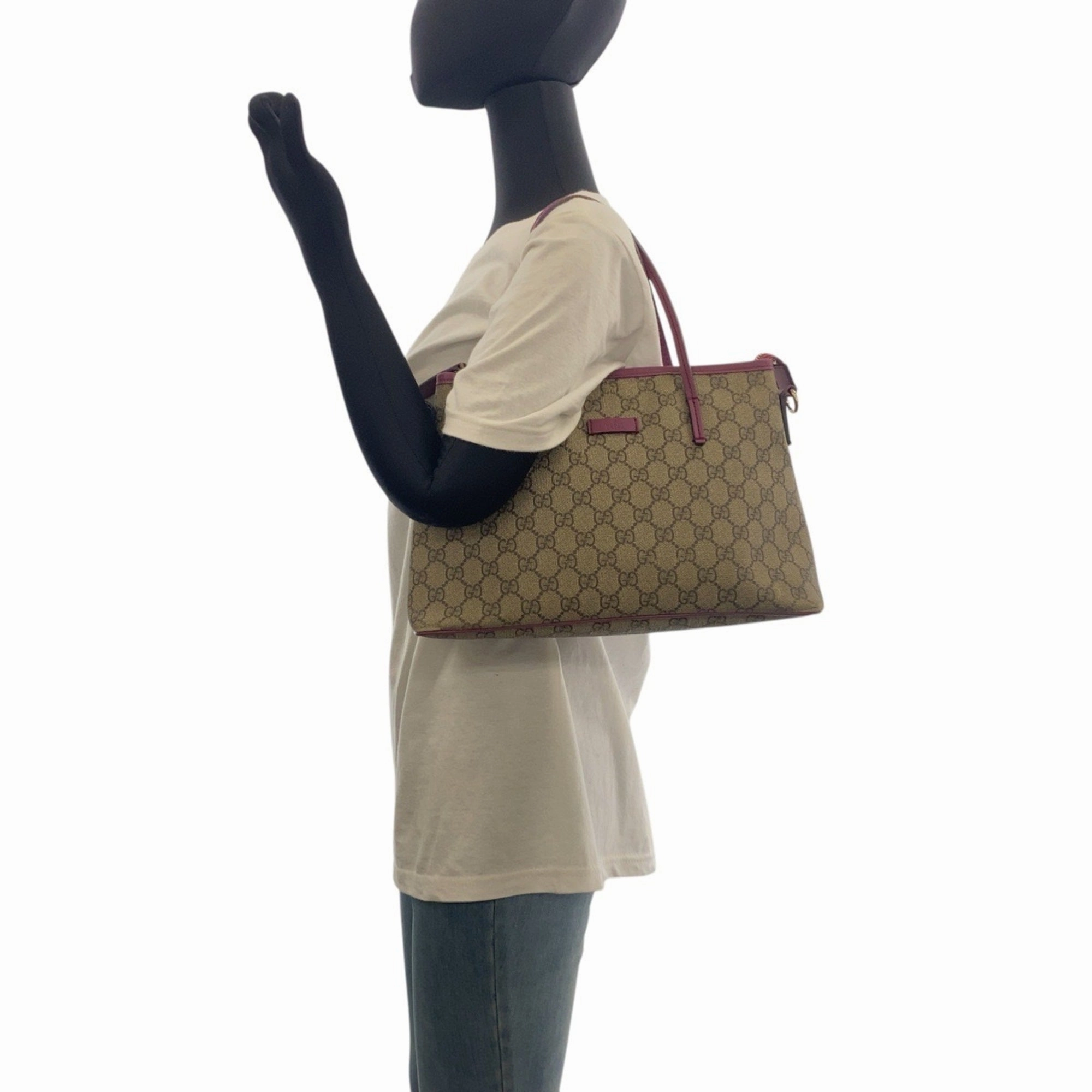 Gucci Beige Purple Gg Supreme Leather Handbag Shoulder Bag ()