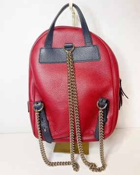 GUCCI Bi-Colour Soho Chain backpack red/navy blue leather