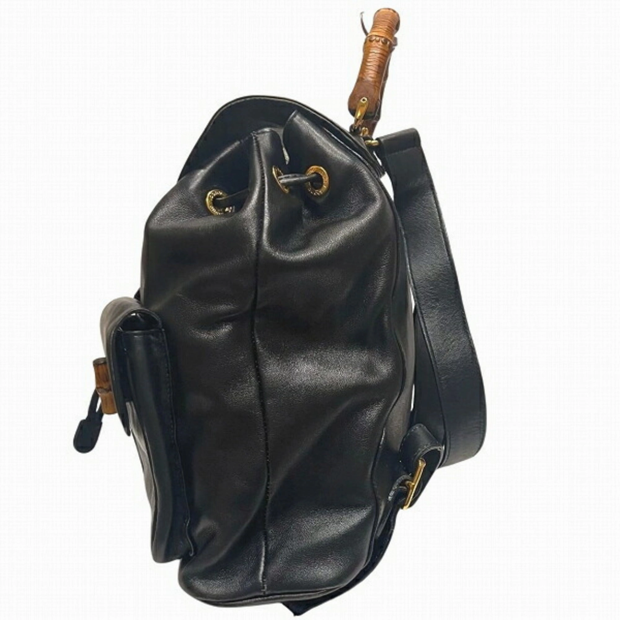 Gucci Black Bamboo Backpack ()