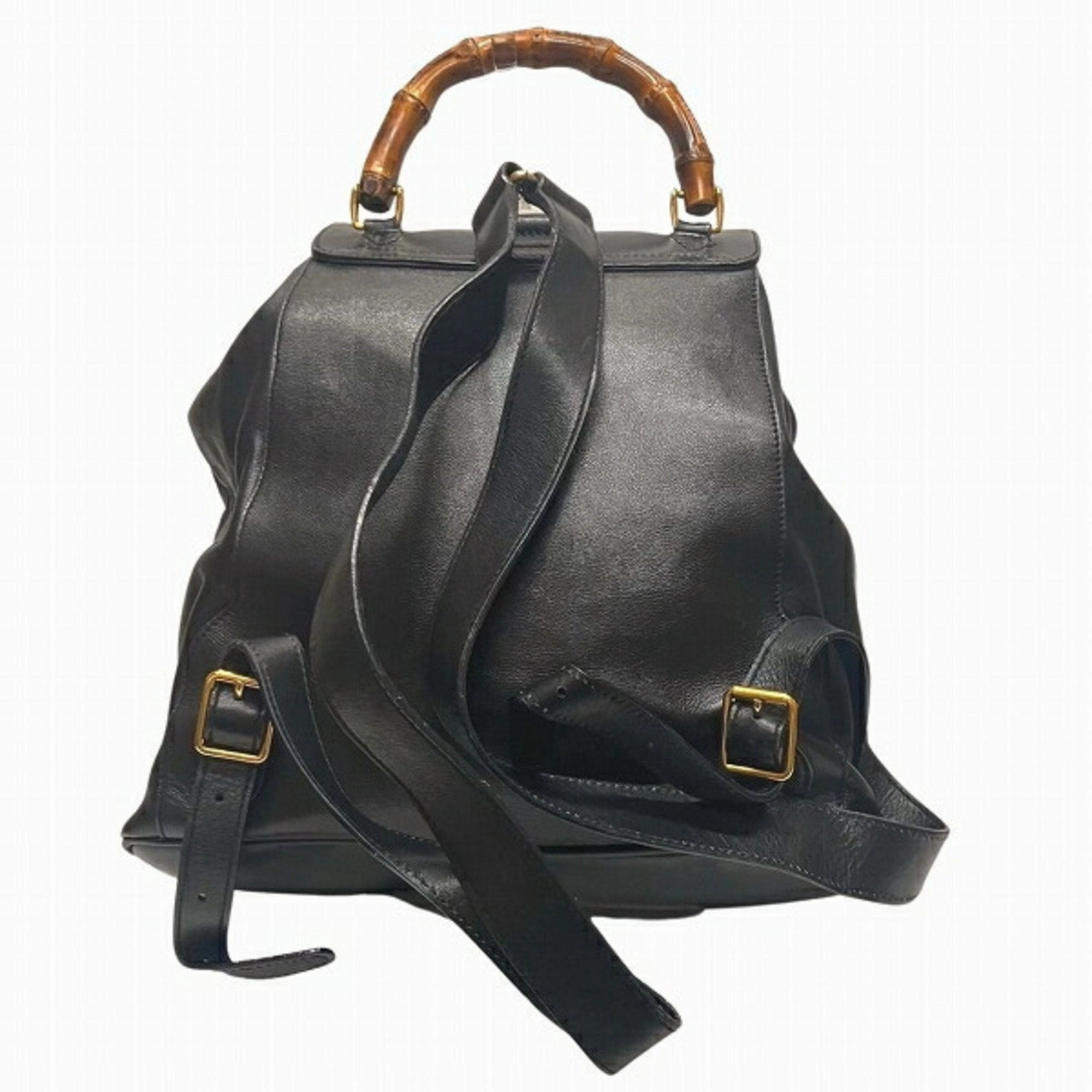 Gucci Black Bamboo Backpack ()