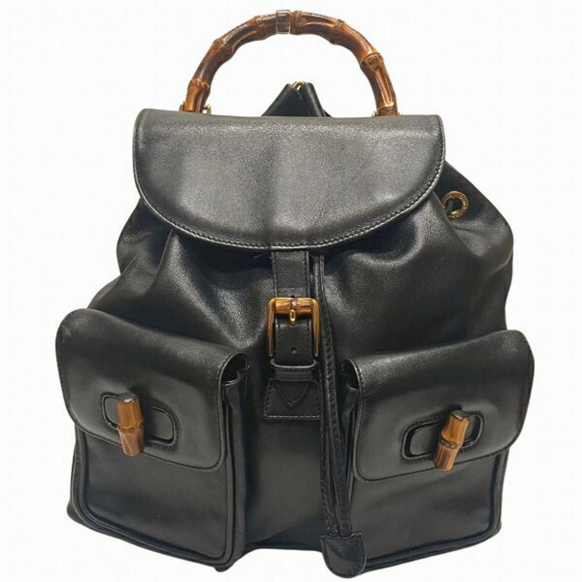 Gucci Black Bamboo Backpack ()