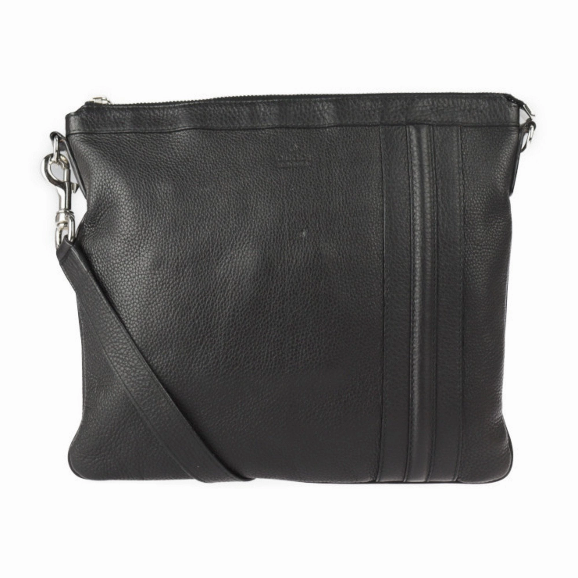 Gucci Black Leather Messenger Bag Shoulder Bag ()