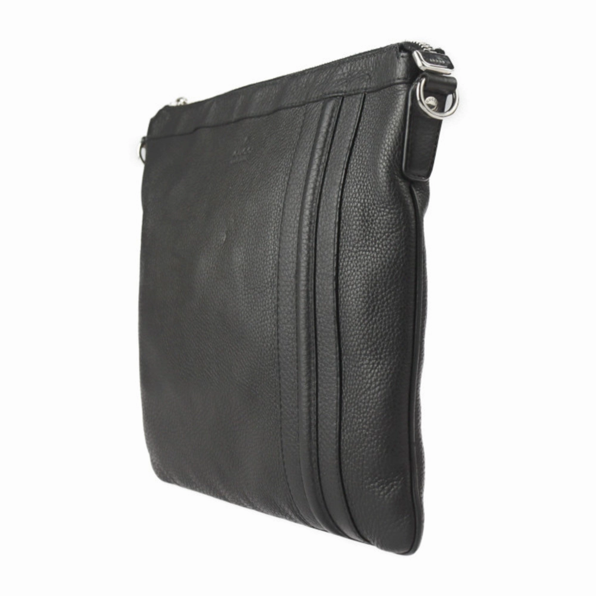 Gucci Black Leather Messenger Bag Shoulder Bag ()