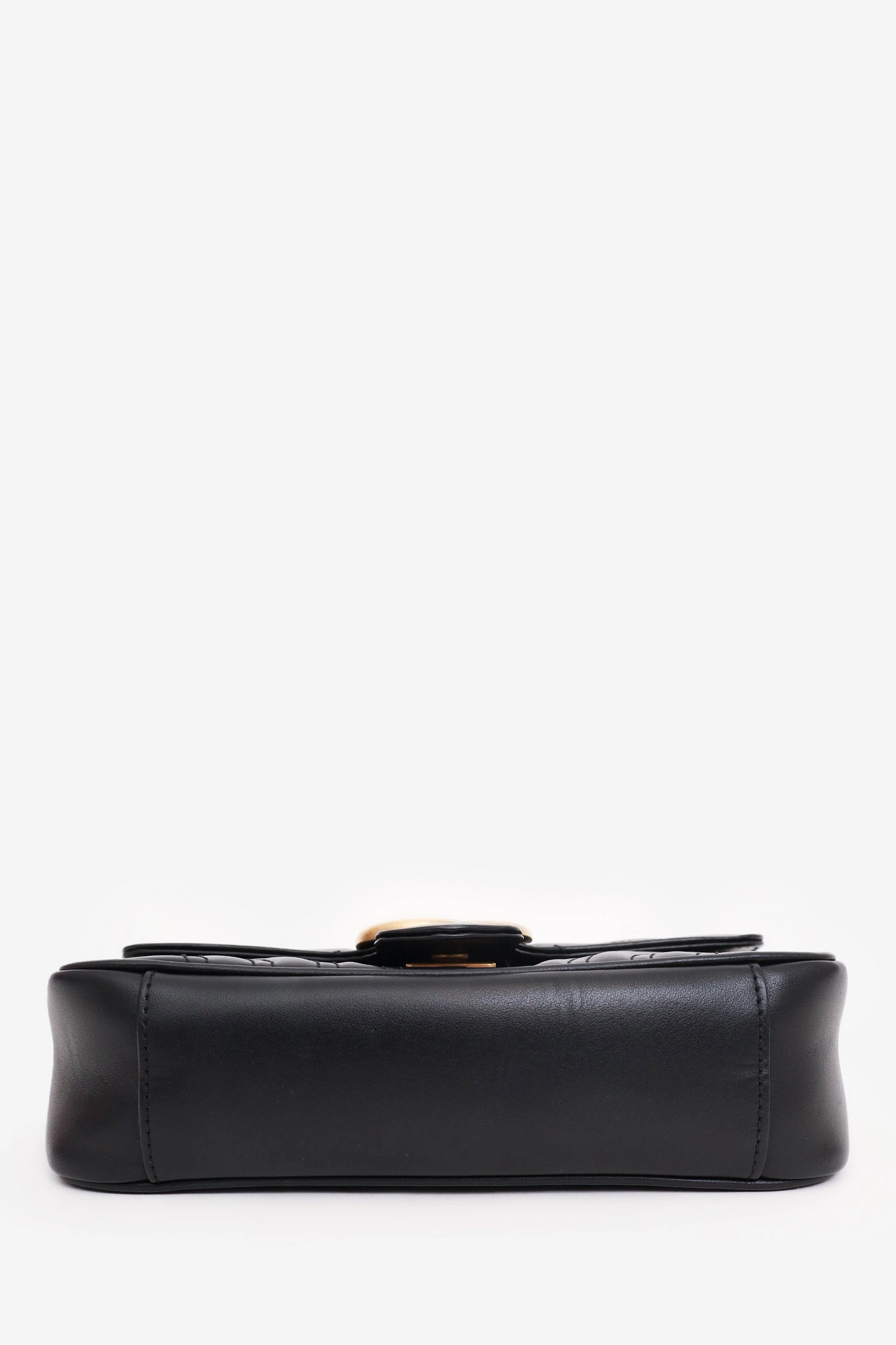 Gucci Black Leather Mini GG Marmont Shoulder Bag with 'CN' Initial
