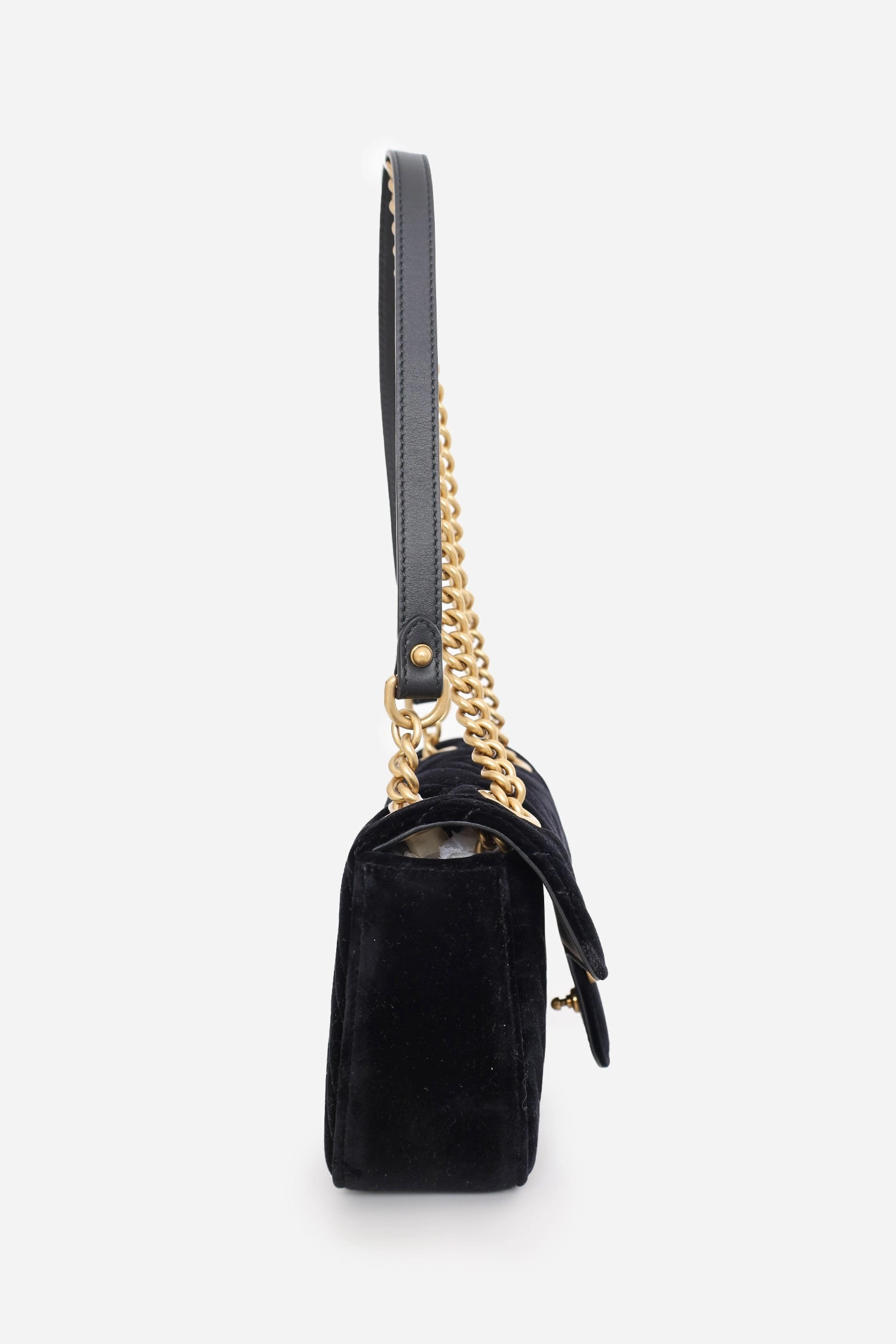Gucci Black Velvet Mini GG Marmont Shoulder Bag