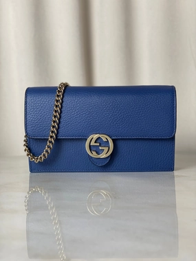 Gucci Blue Interlocking GG Shoulder WOC
