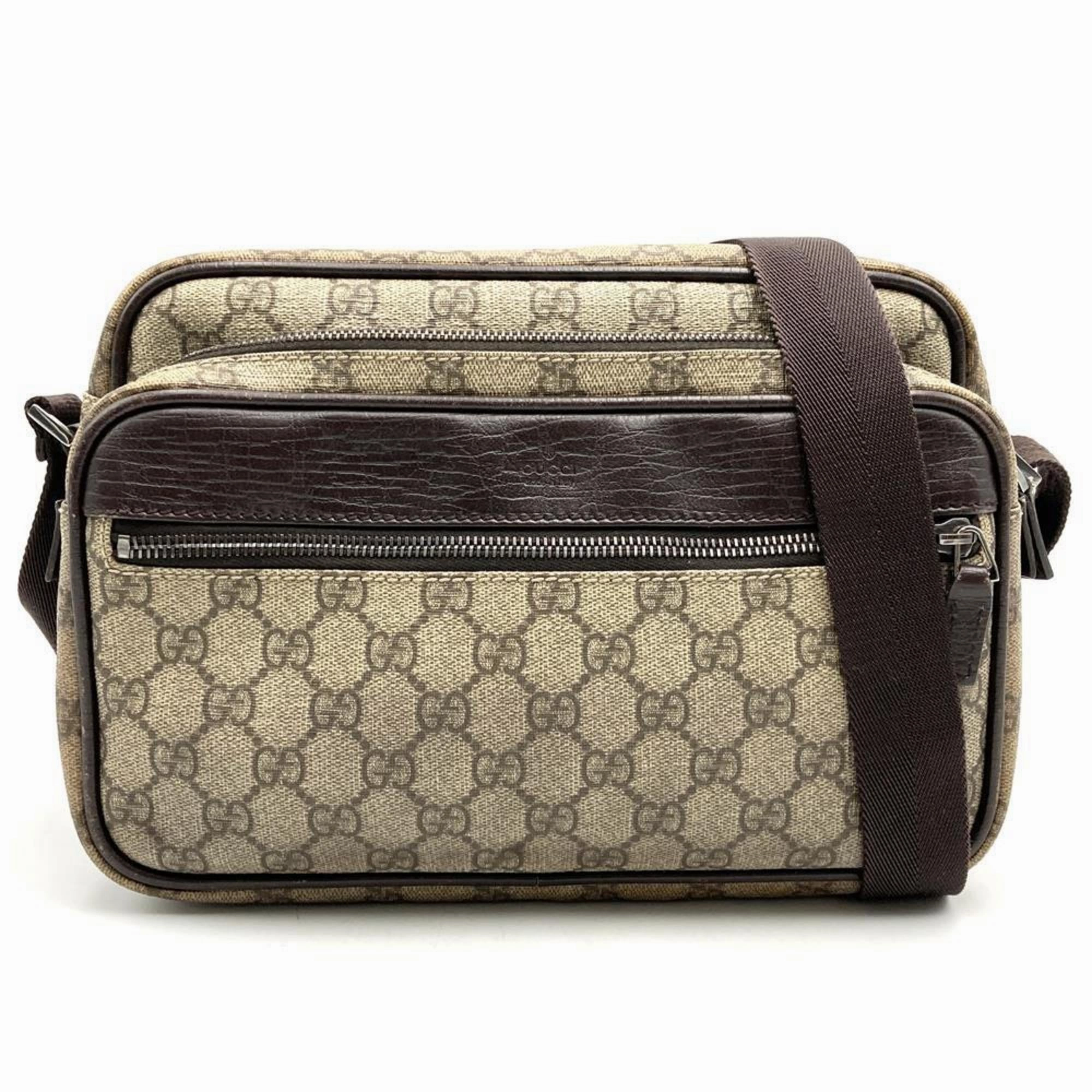 Gucci Brown Gg Supreme Pvc Shoulder Bag ()