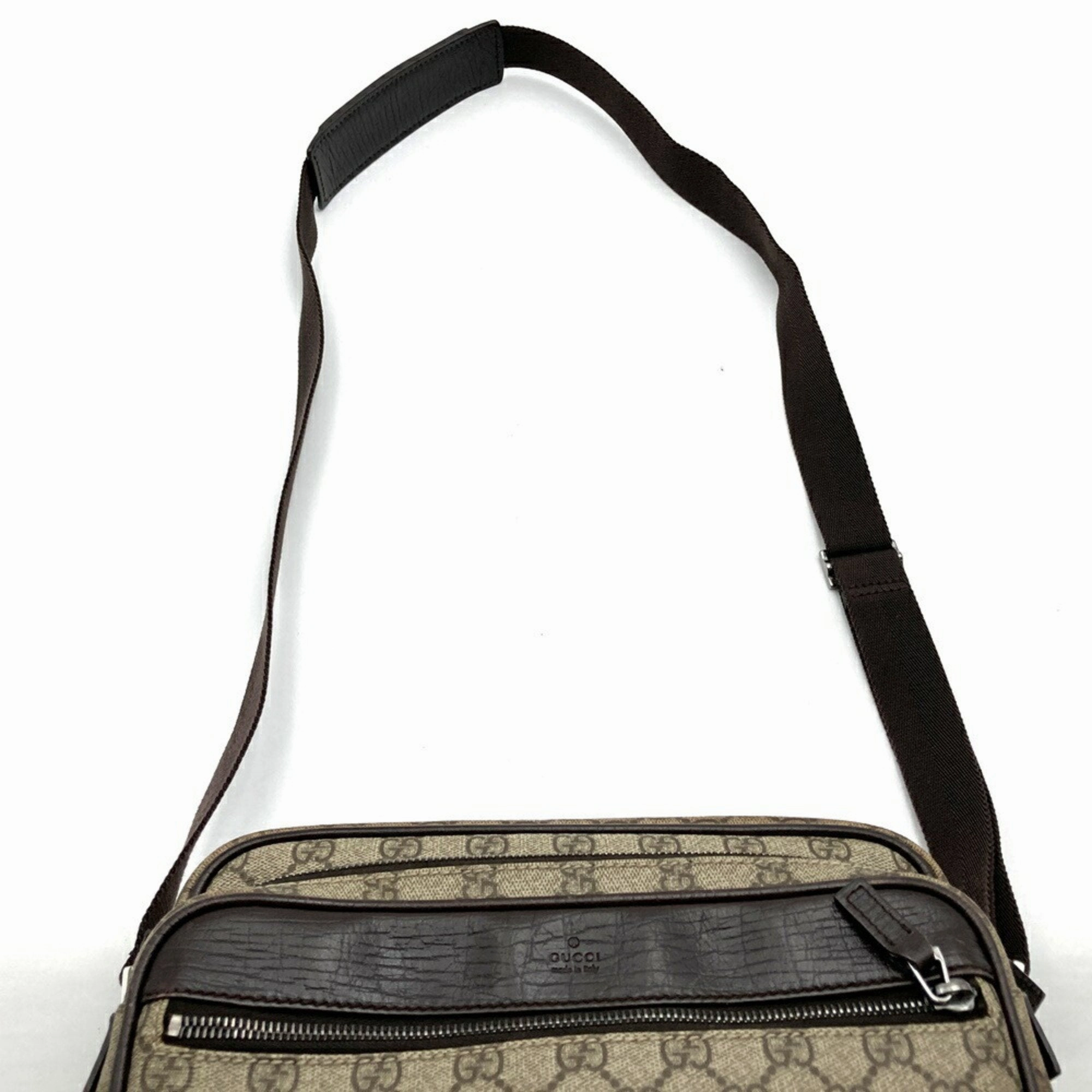 Gucci Brown Gg Supreme Pvc Shoulder Bag ()