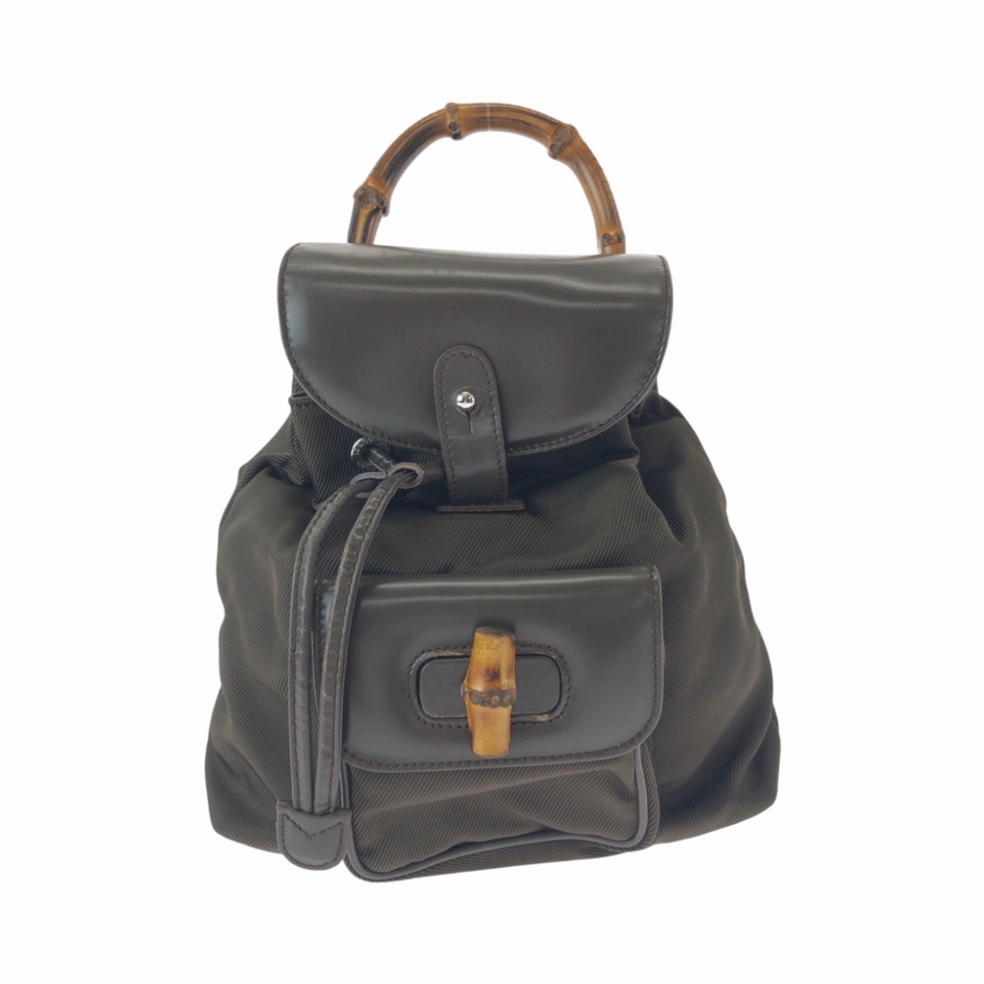 Gucci Brown Khaki Nylon Backpack ()