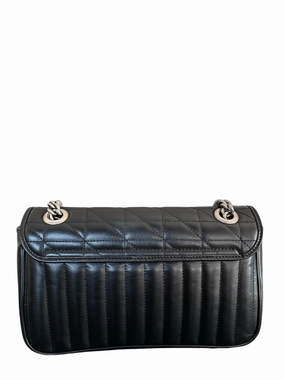 Gucci Calfskin Matelasse Aria Small GG Marmont Shoulder Bag Black