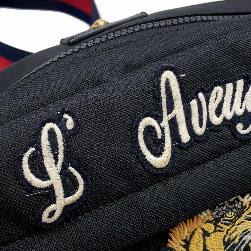 GUCCI Cherie Line Tiger Crossbody Bag Black477085 Nylon