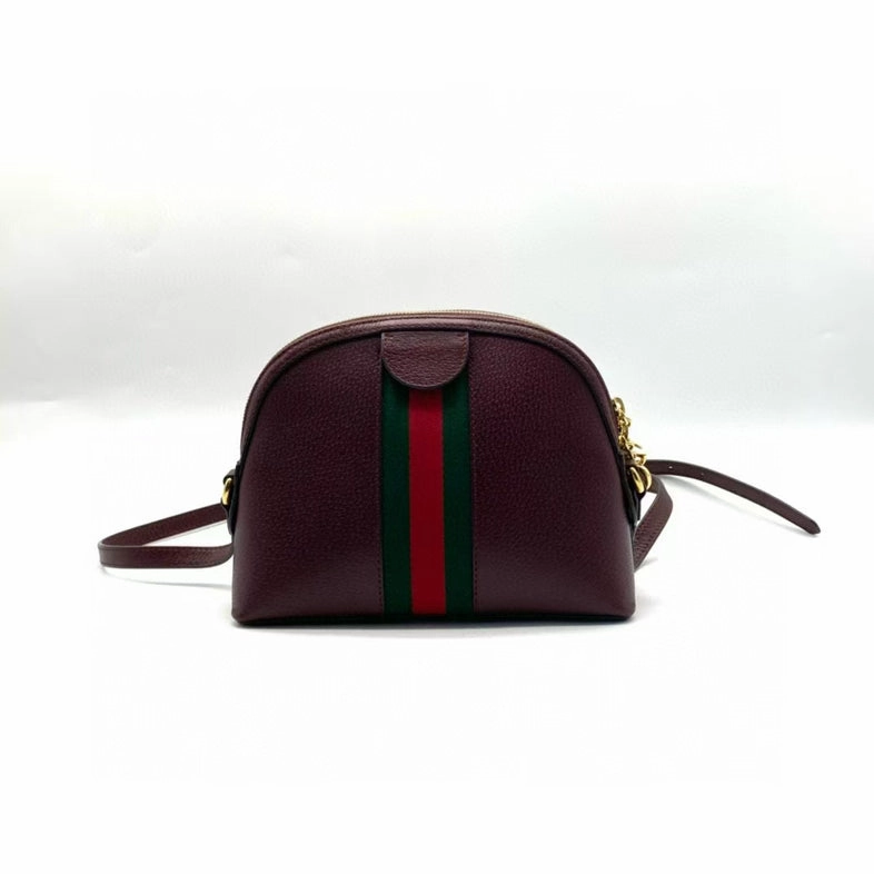 Gucci Crossbody Bag Burgundy Leather Green Red Stripe Small