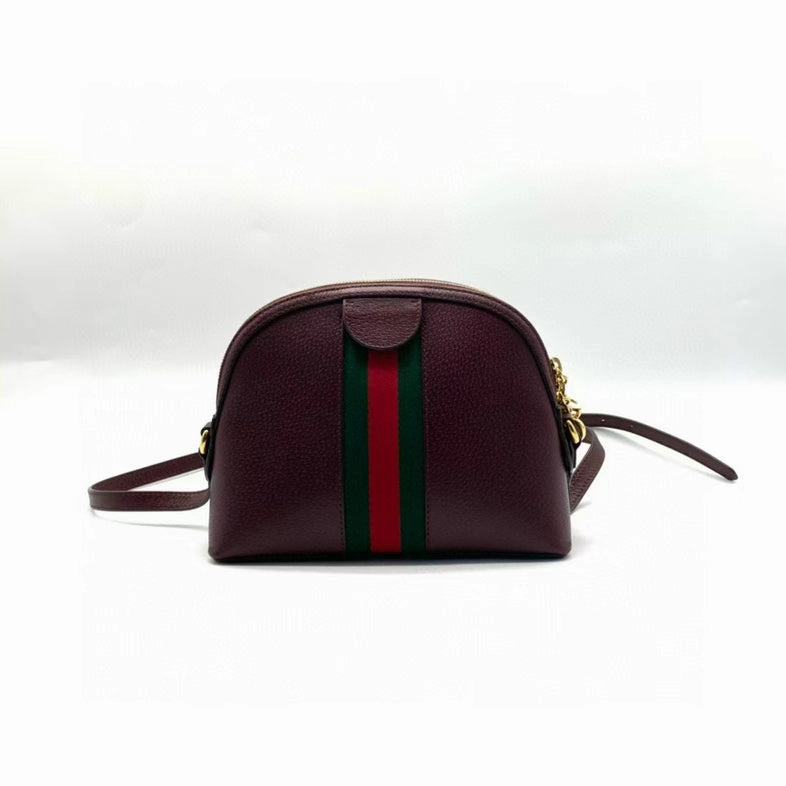Gucci Crossbody Bag Burgundy Leather Green Red Stripe Small
