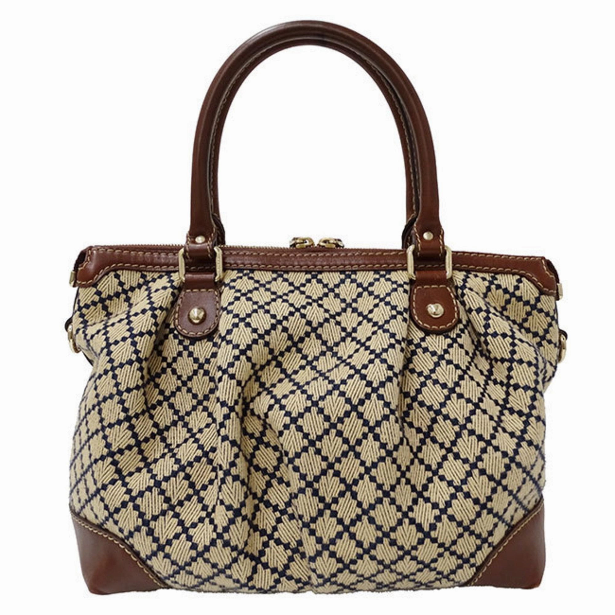 Gucci Diamante Beige Brown Canvas Handbag Shoulder Bag ()
