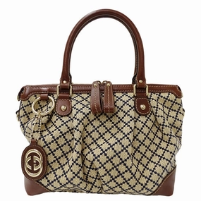 Gucci Diamante Beige Brown Canvas Handbag Shoulder Bag ()
