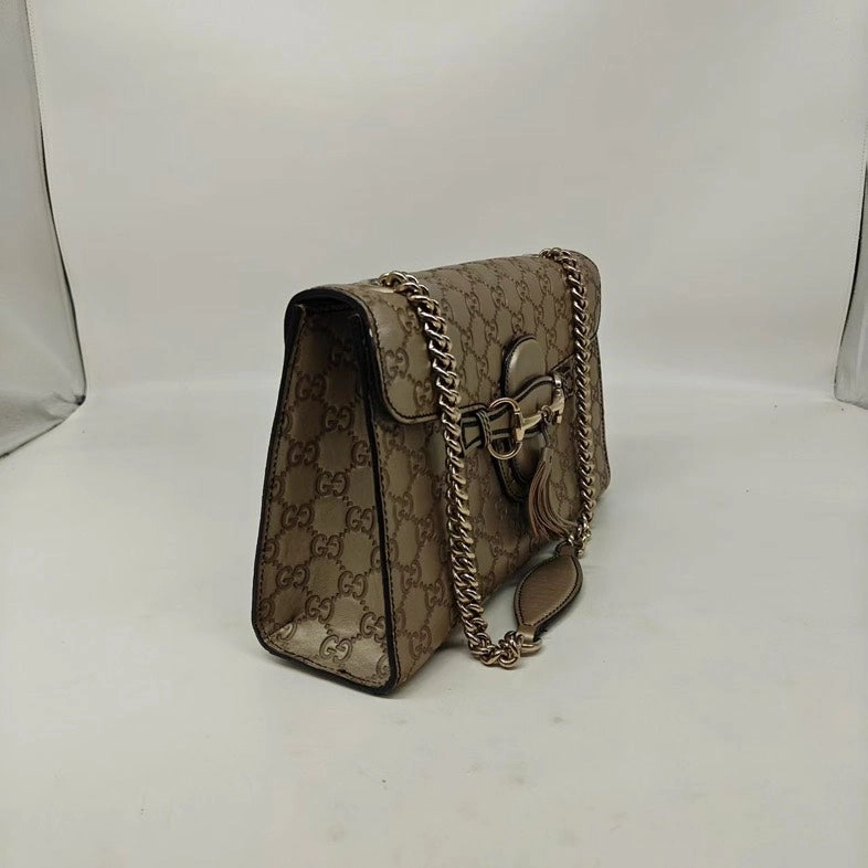 Gucci Emily Golden Crossbody Bag in Metallic Leather