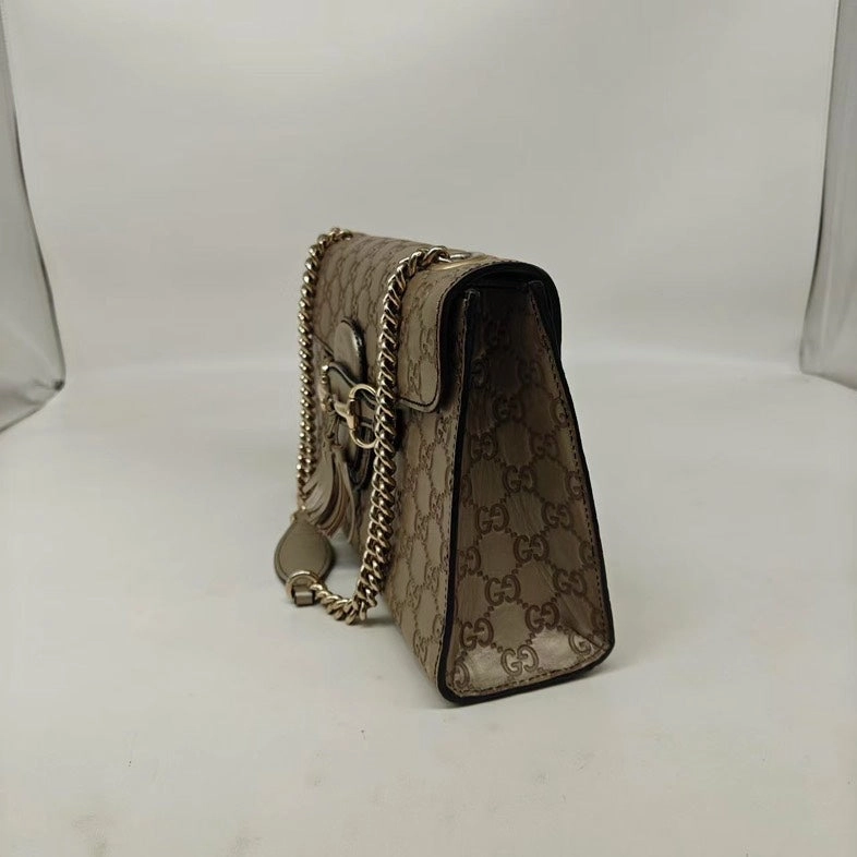 Gucci Emily Golden Crossbody Bag in Metallic Leather