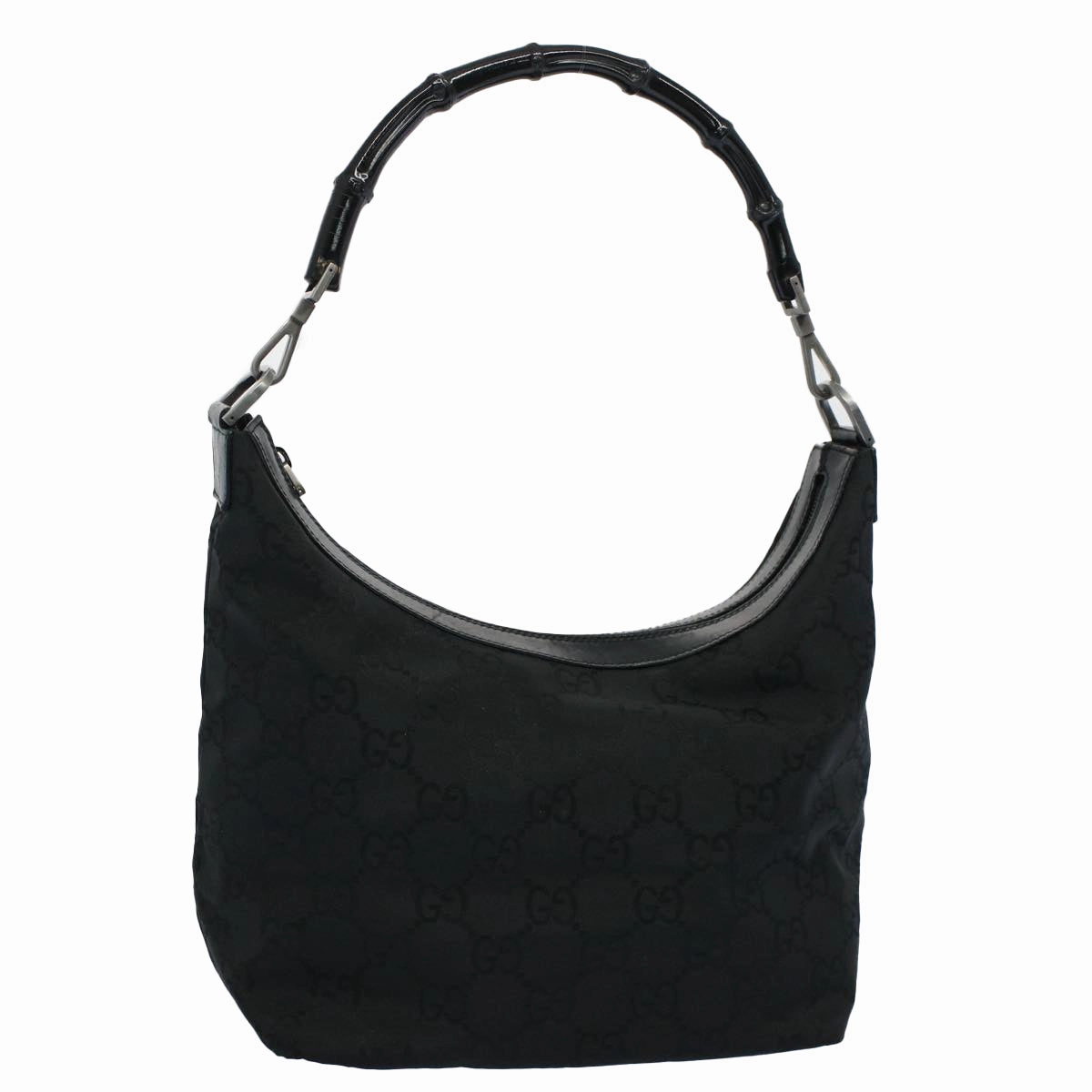 GUCCI GG Canvas Bamboo Shoulder Bag Black 000 0531 002058  ep1777