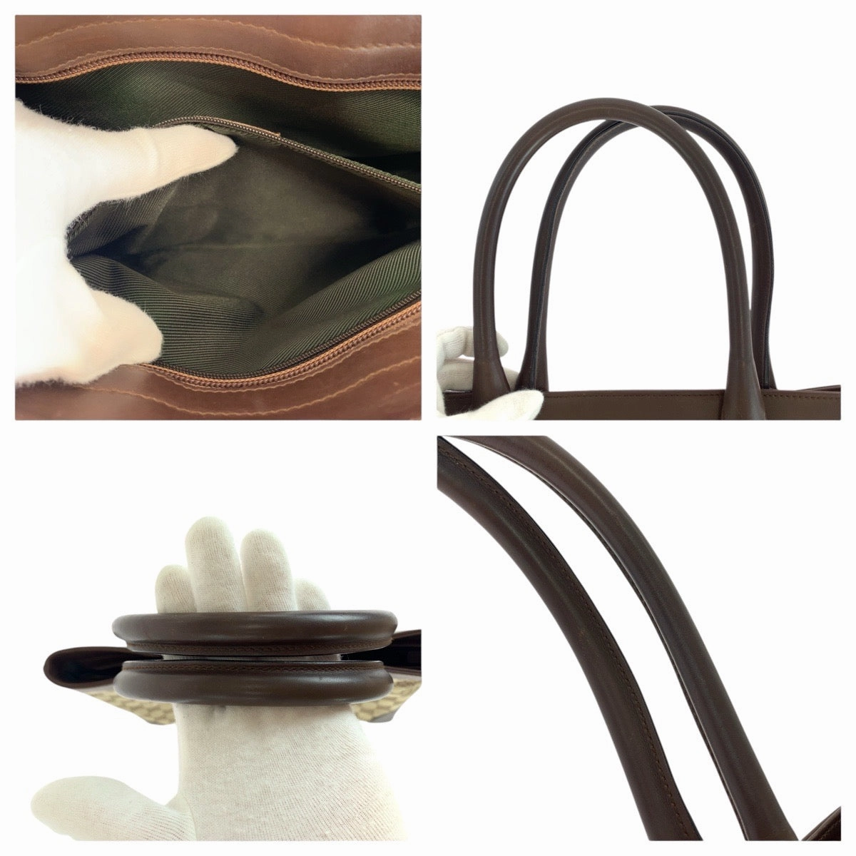 Gucci GG Canvas Leather Tote Shoulder Bag