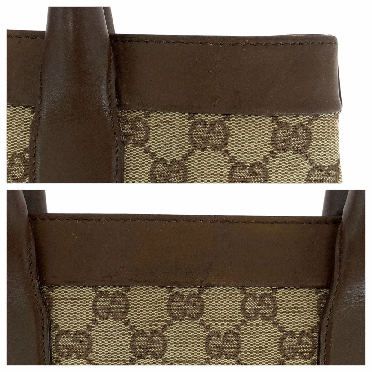 Gucci GG Canvas Leather Tote Shoulder Bag