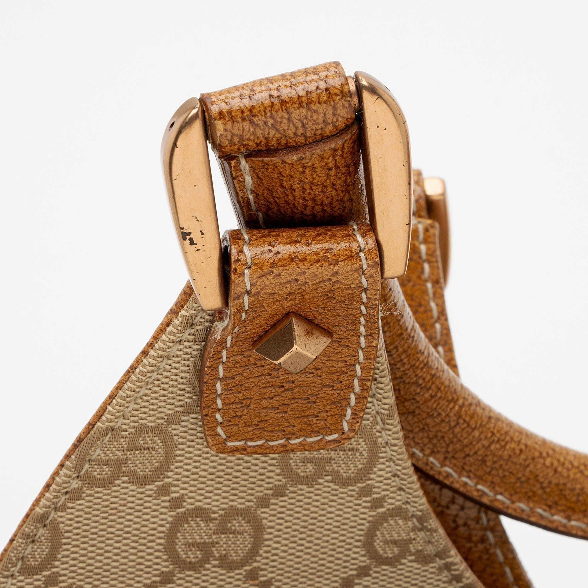 Gucci GG Canvas Nailhead Bardot Large Shoulder Bag (SHF-FHIG8i)