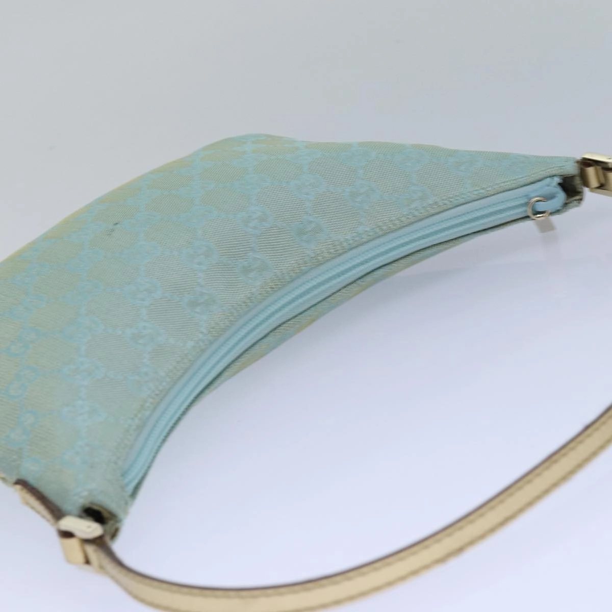 GUCCI GG Canvas Shoulder Bag Light Blue Gold 005 0813  85517