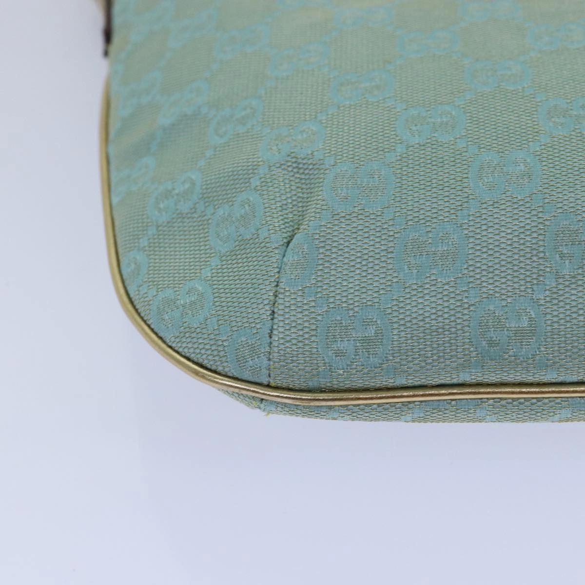 GUCCI GG Canvas Shoulder Bag Light Blue Gold 005 0813  85517