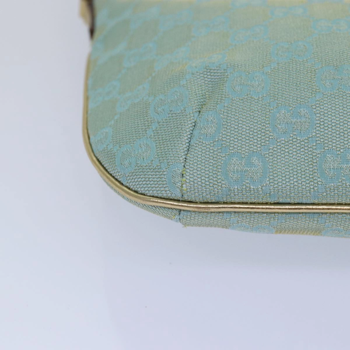GUCCI GG Canvas Shoulder Bag Light Blue Gold 005 0813  85517