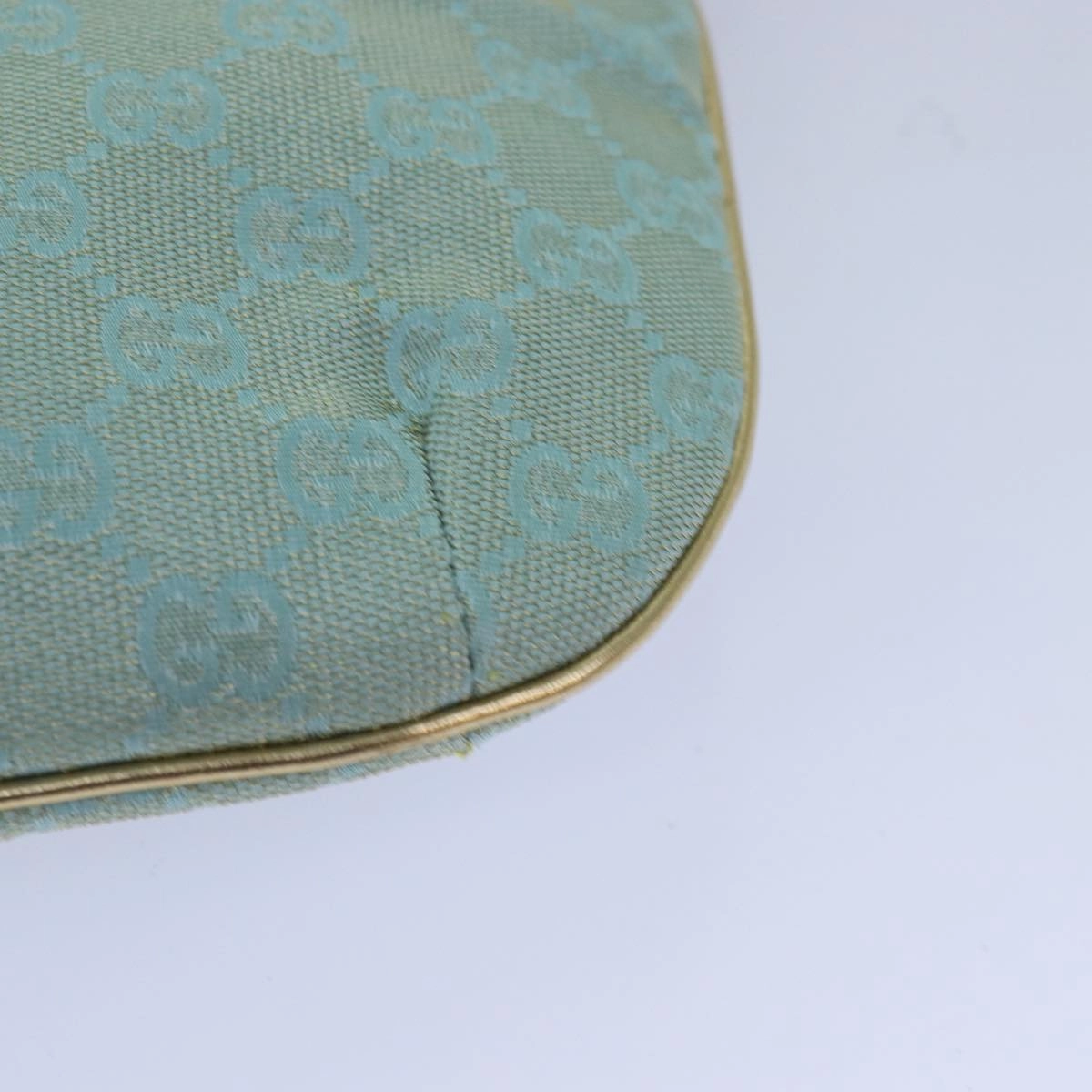 GUCCI GG Canvas Shoulder Bag Light Blue Gold 005 0813  85517