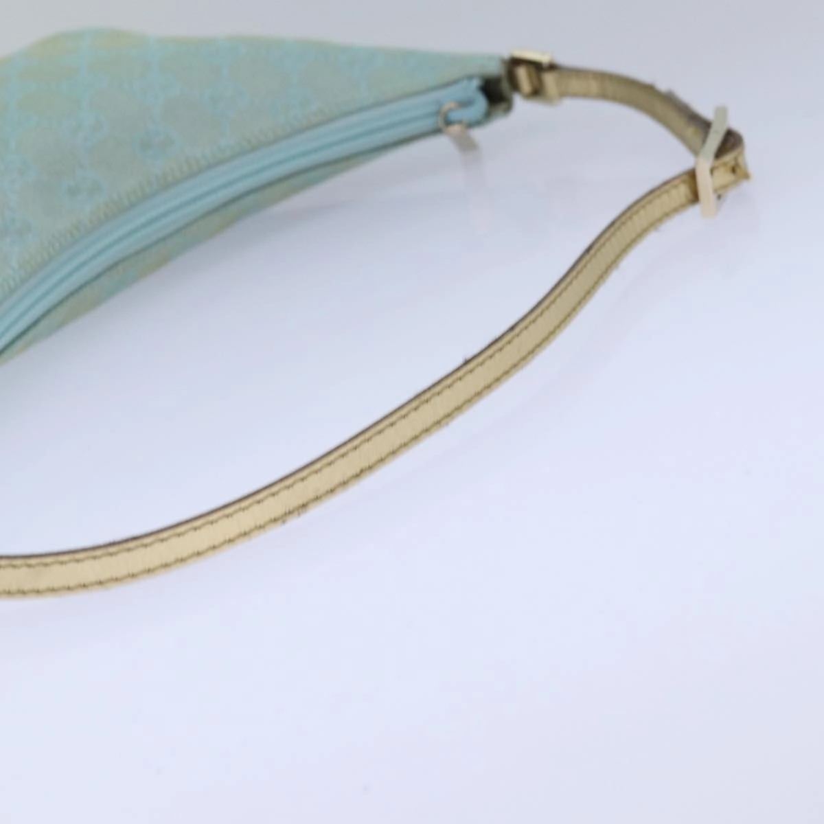 GUCCI GG Canvas Shoulder Bag Light Blue Gold 005 0813  85517