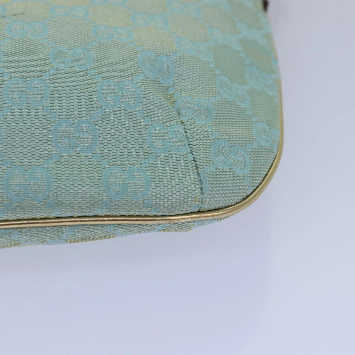 GUCCI GG Canvas Shoulder Bag Light Blue Gold 005 0813  85517