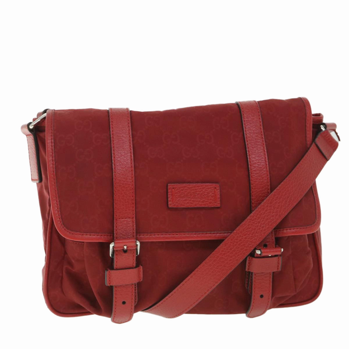 GUCCI GG Canvas Shoulder Bag Nylon Outlet Red 510335  56687