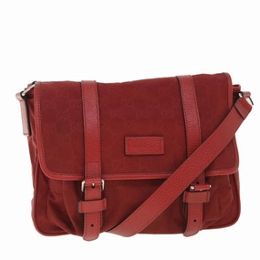 GUCCI GG Canvas Shoulder Bag Nylon Outlet Red 510335  56687