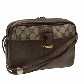 GUCCI GG Canvas Shoulder Bag PVC Leather Beige  fm3580