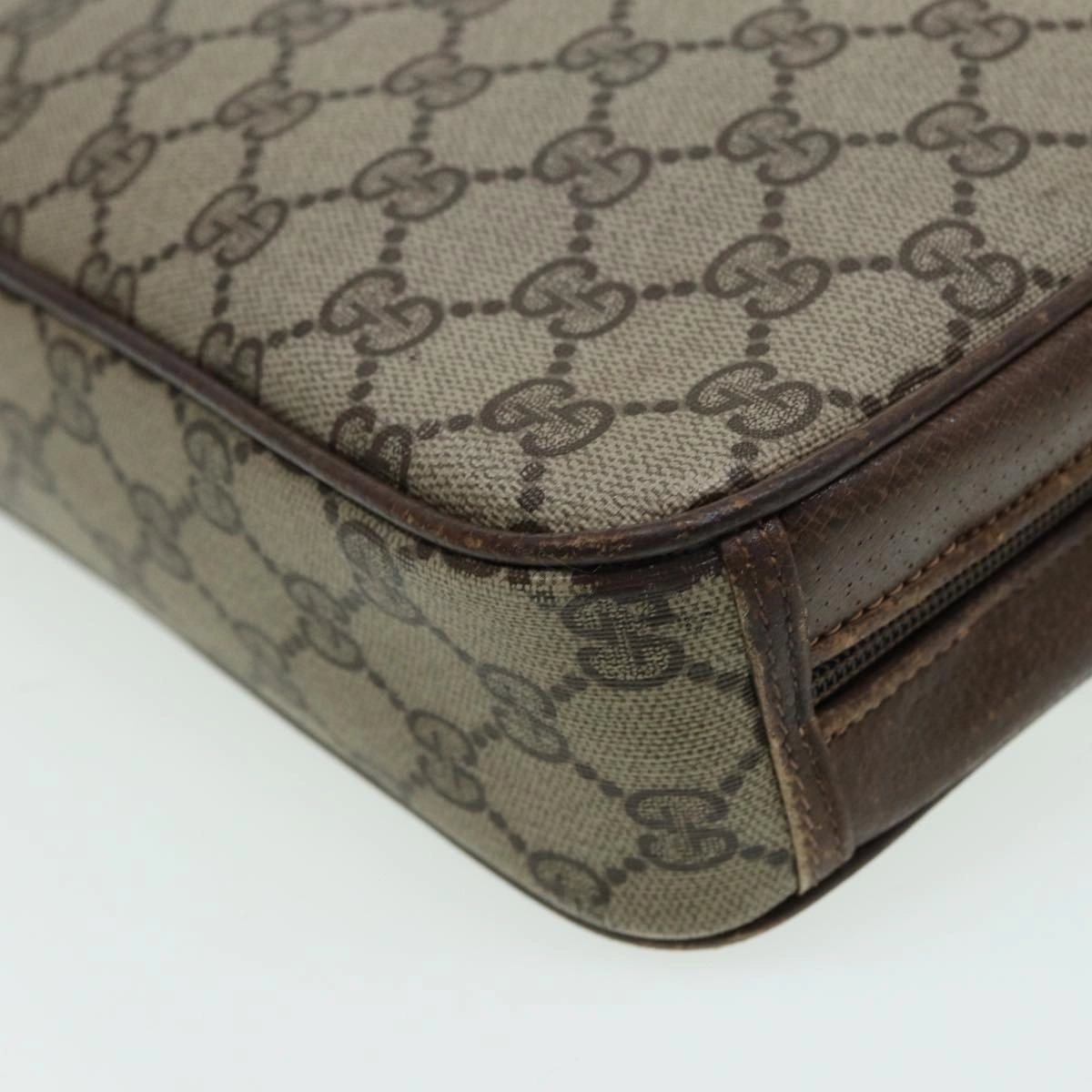 GUCCI GG Canvas Shoulder Bag PVC Leather Beige  fm3580