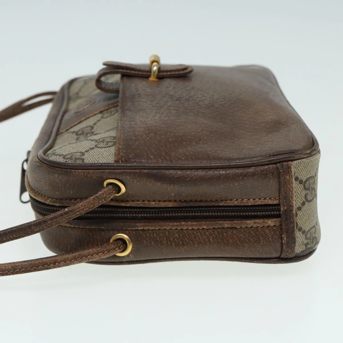 GUCCI GG Canvas Shoulder Bag PVC Leather Beige  fm3580