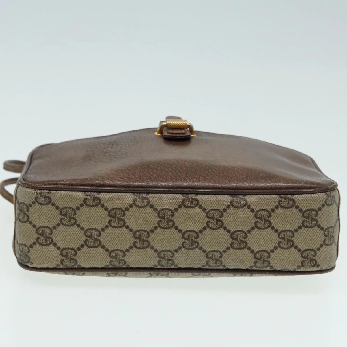 GUCCI GG Canvas Shoulder Bag PVC Leather Beige  fm3580