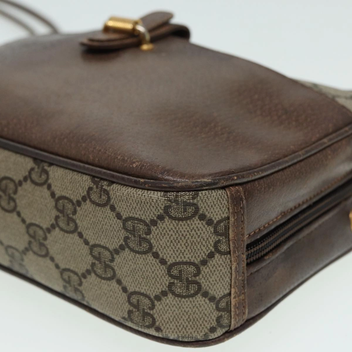 GUCCI GG Canvas Shoulder Bag PVC Leather Beige  fm3580